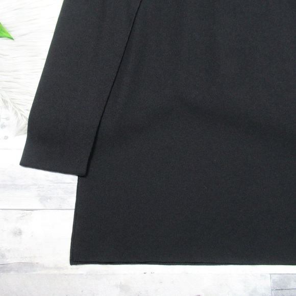 D. EXTERIOR Made In Italy Black Knit Tunic Top Faux-Leather Trim Size Large - Picture 8 of 12